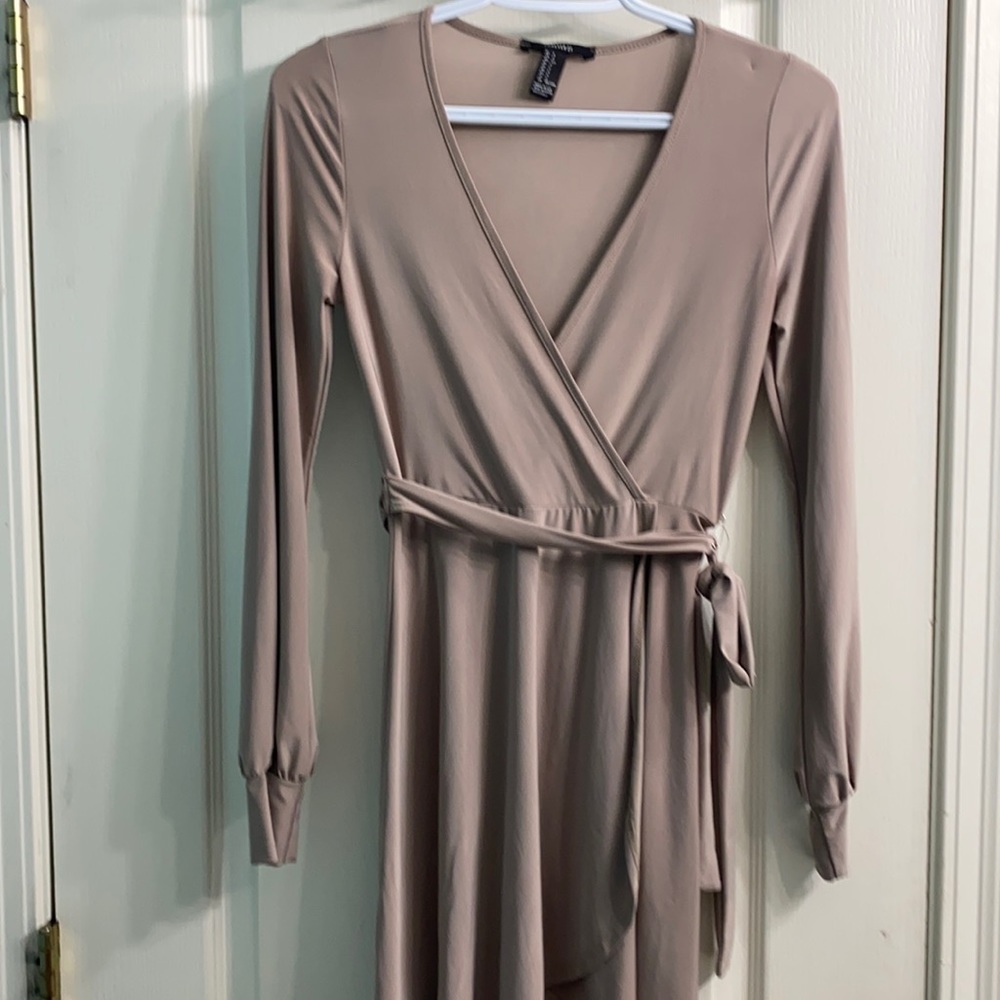 Tan long sleeve casual dress